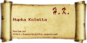 Hupka Koletta névjegykártya